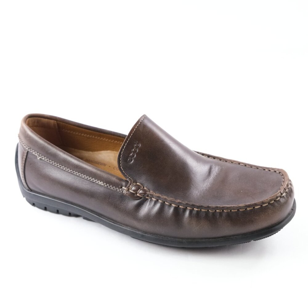 ECCO Brown Moch Tie Driving Loafers Sz. 43 Leather Slip on Shoes 9.5 Mens - Picture 2 of 6